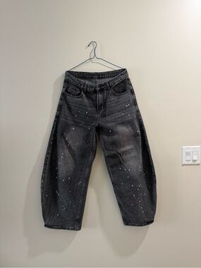 Black barrel Splatter Paint Baggy Jeans